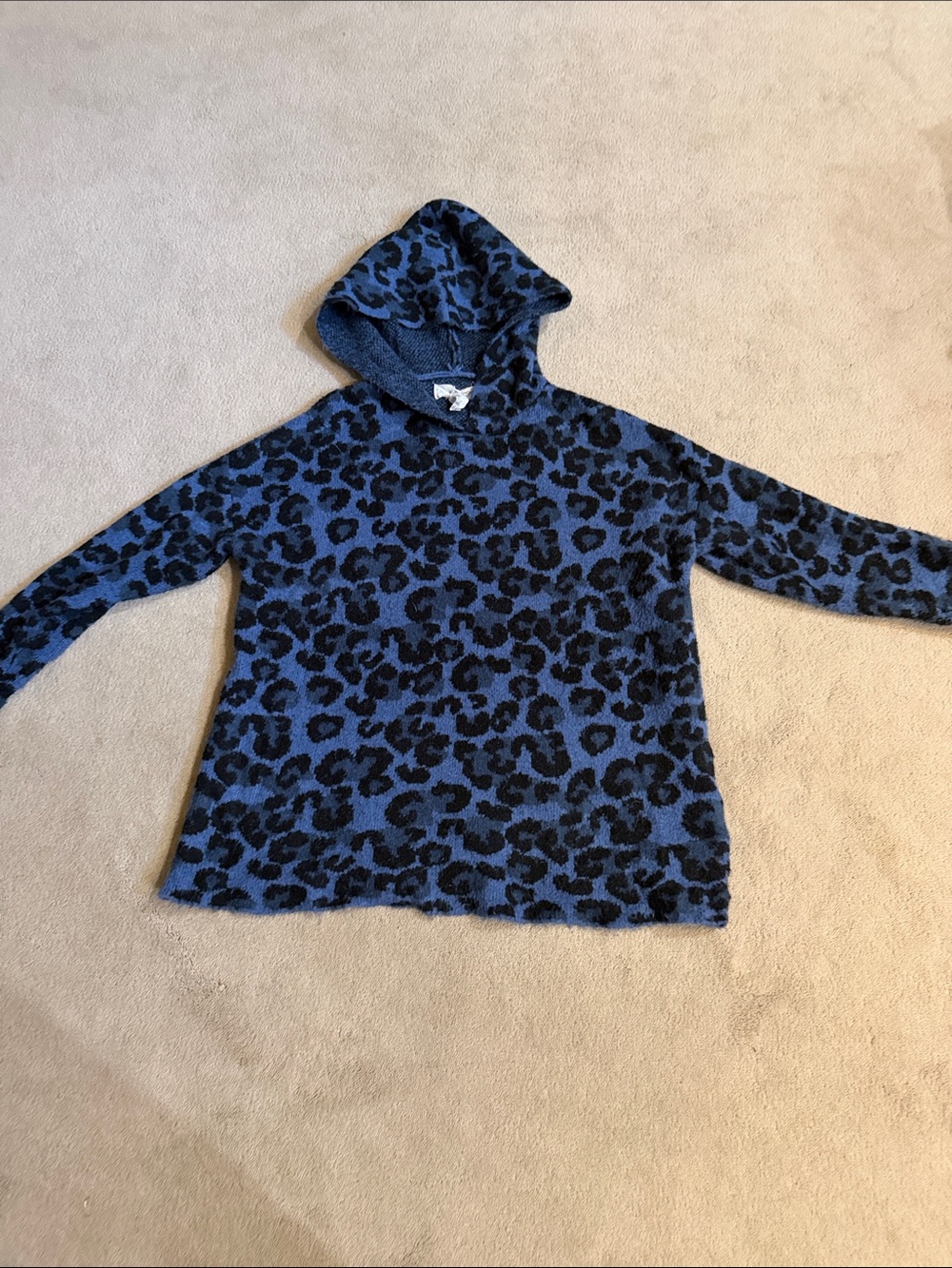Workshop Republic Clothing Blue and Black Leopard Hooded Pullover